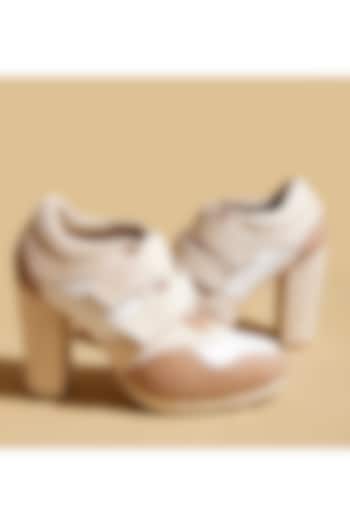 Beige Vegan Leather Sneaker Boots by TIESTA at Pernia's Pop Up Shop
