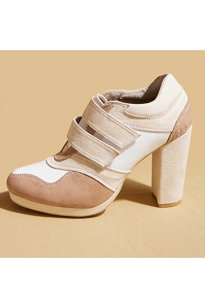 Beige Vegan Leather Sneaker Boots by TIESTA at Pernia's Pop Up Shop