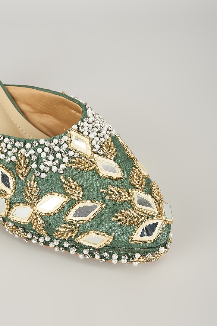 Green Faux Leather Heels by TIESTA at Pernia's Pop Up Shop