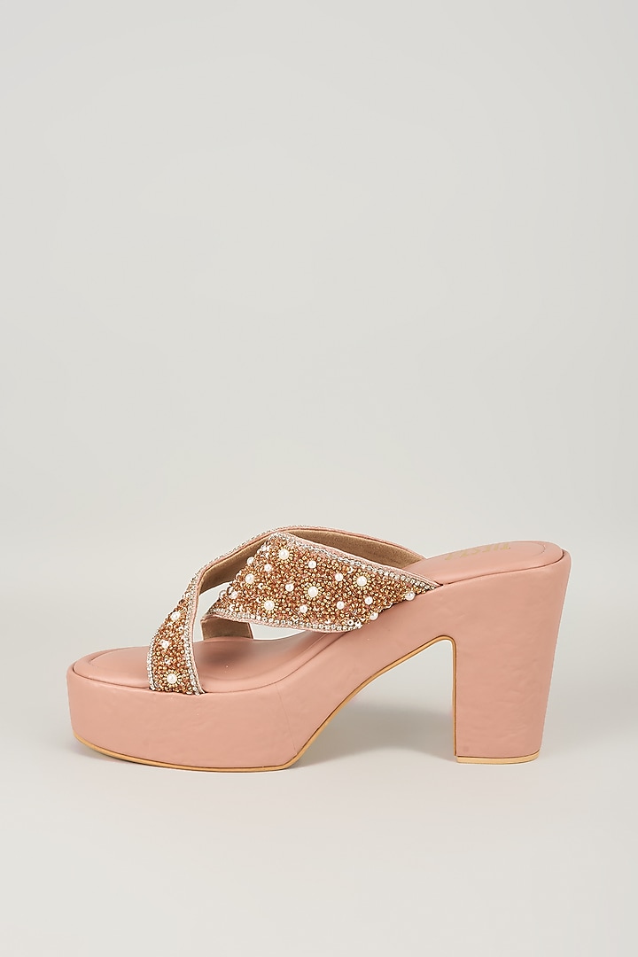 Pink Faux Leather Heels by TIESTA at Pernia's Pop Up Shop