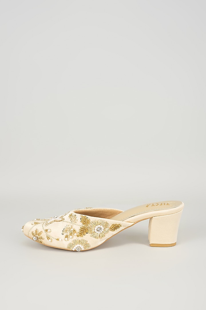 Gold Faux Leather Heels by TIESTA at Pernia's Pop Up Shop
