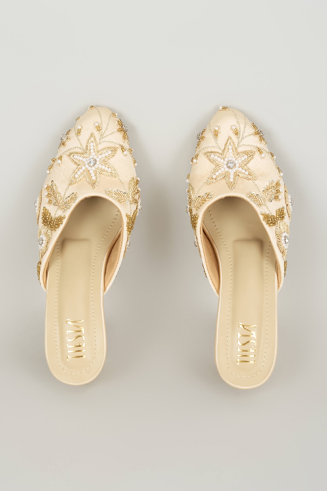 TIESTA Gold Faux Leather Heels