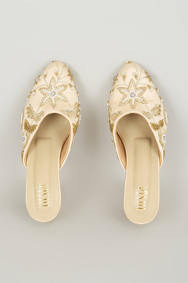 Gold Faux Leather Heels by TIESTA at Pernia's Pop Up Shop