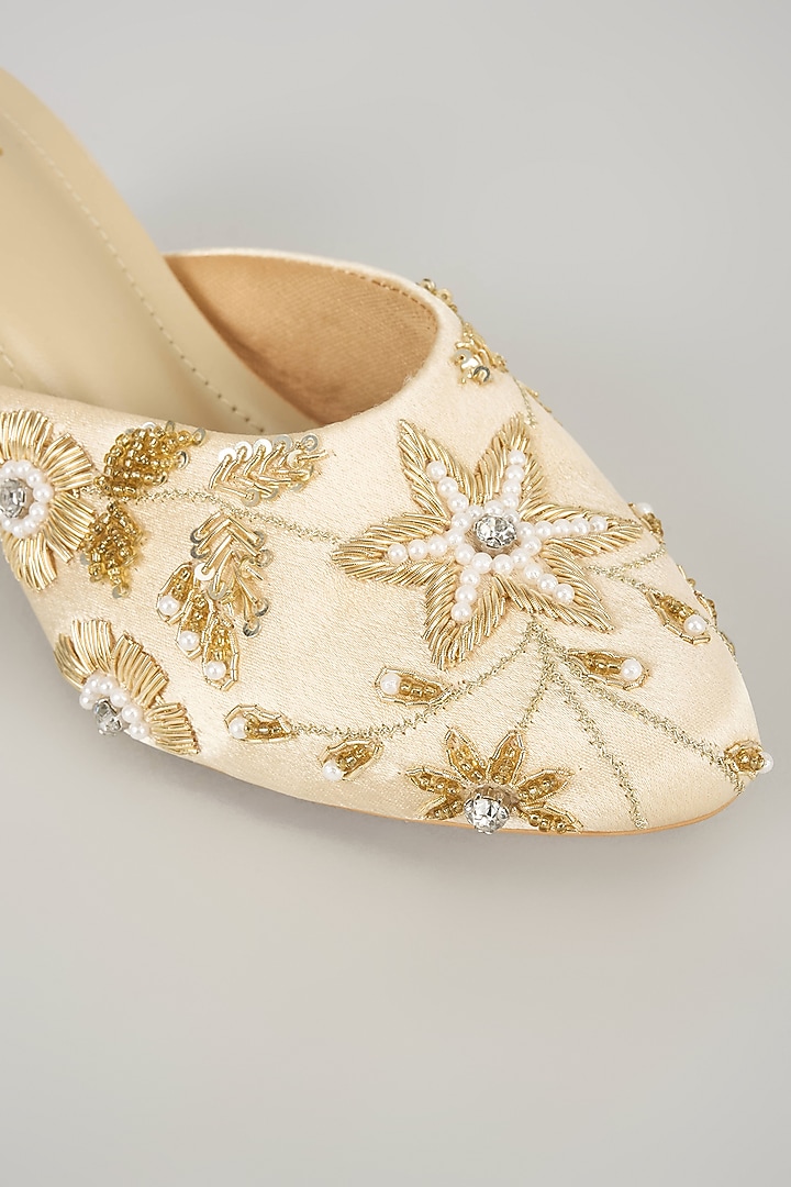 Gold Faux Leather Heels by TIESTA at Pernia's Pop Up Shop
