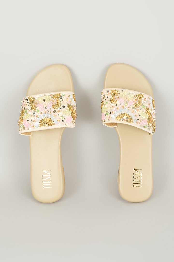 Multi-Colored Faux Leather Flats by TIESTA at Pernia's Pop Up Shop