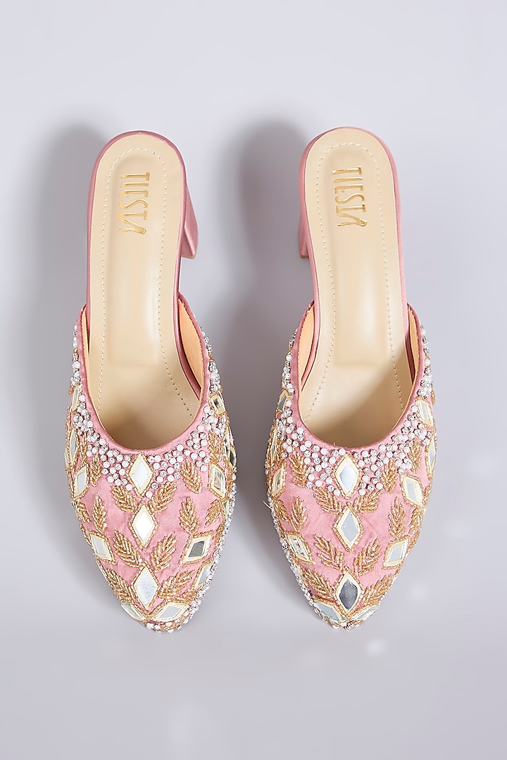 Pink Faux Leather Heels by TIESTA at Pernia's Pop Up Shop