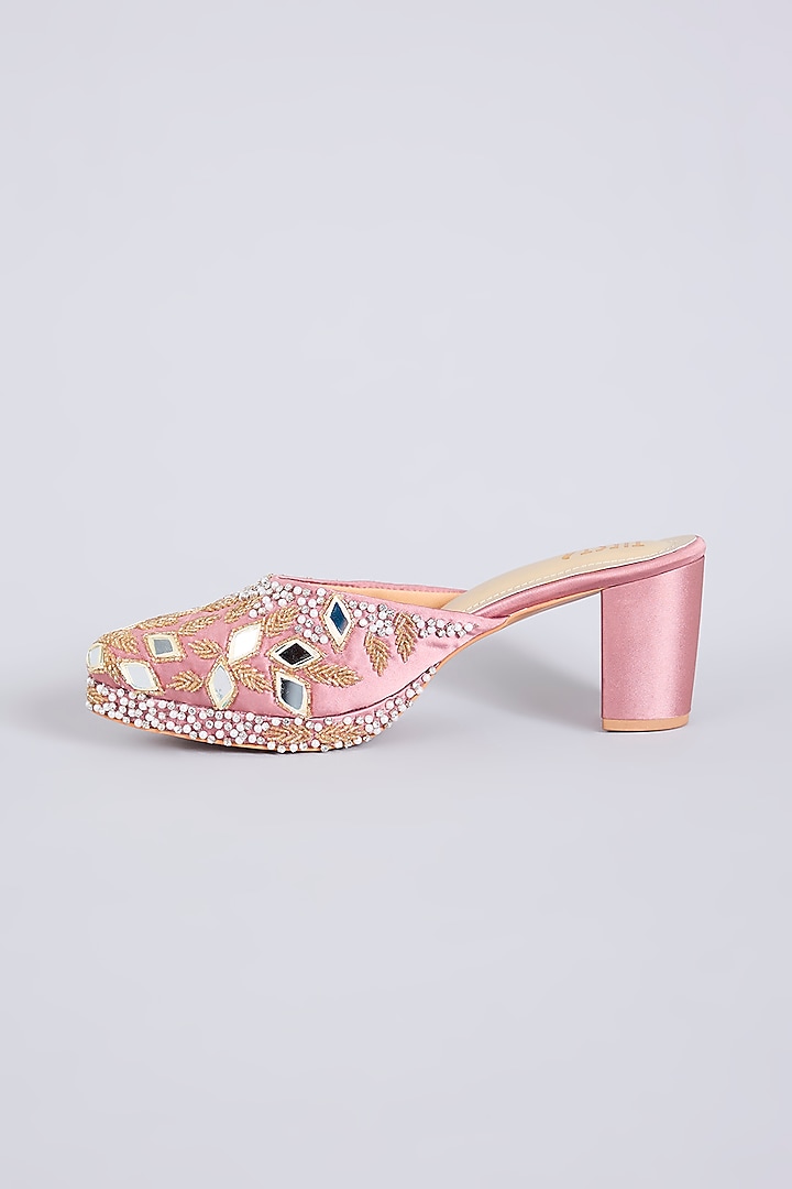 Pink Faux Leather Heels by TIESTA at Pernia's Pop Up Shop
