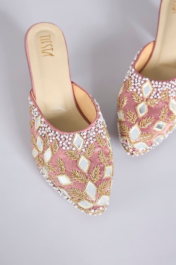 Pink Faux Leather Heels by TIESTA at Pernia's Pop Up Shop