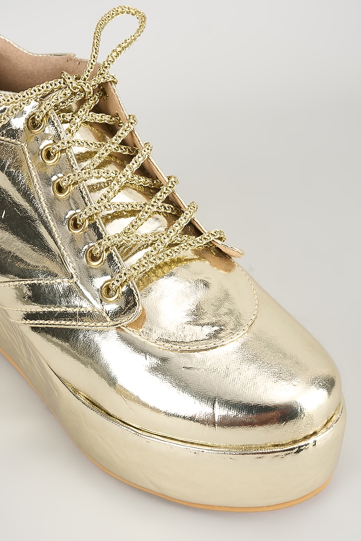 Gold Satin Sneakers by TIESTA at Pernia's Pop Up Shop