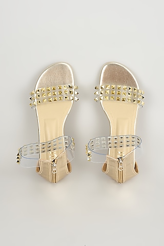 Gold Satin Flats by TIESTA