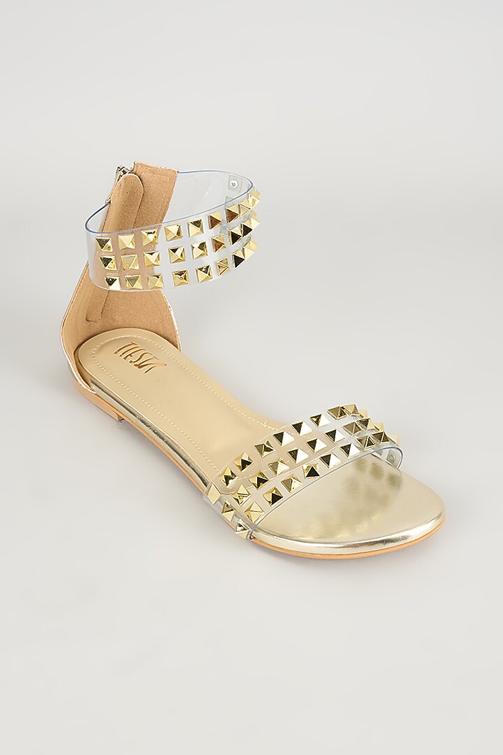 Gold Satin Flats by TIESTA at Pernia's Pop Up Shop