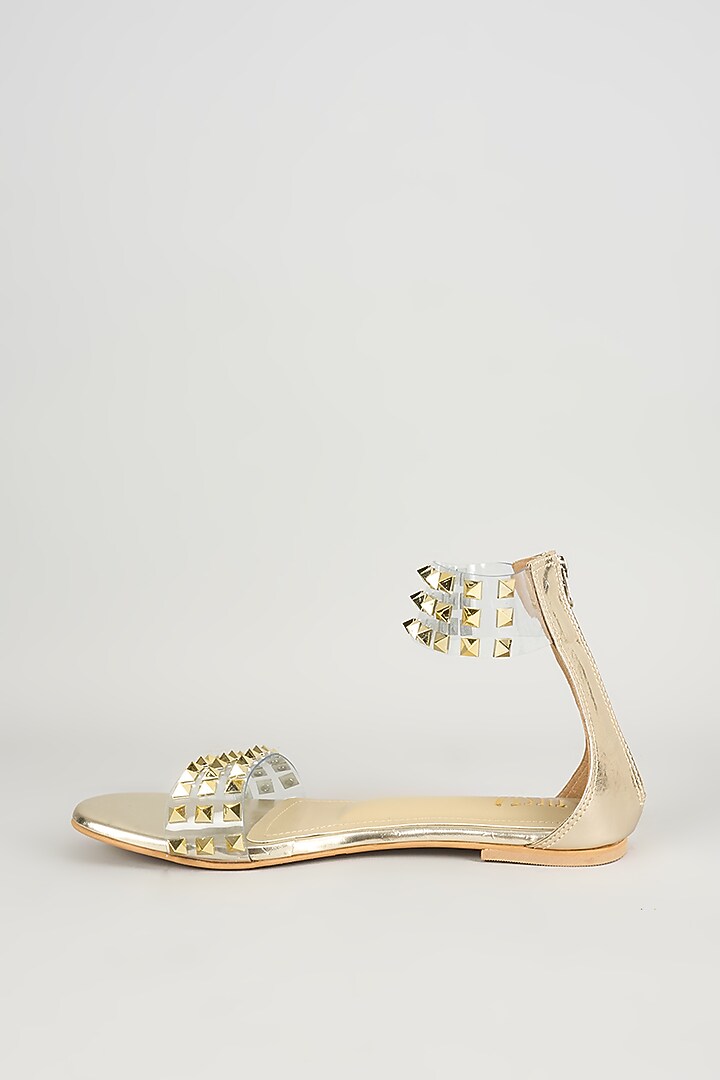 Gold Satin Flats by TIESTA at Pernia's Pop Up Shop