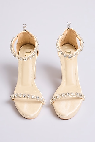 Gold Satin Heels by TIESTA