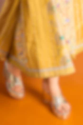 Gold Faux Leather Heels by TIESTA at Pernia's Pop Up Shop