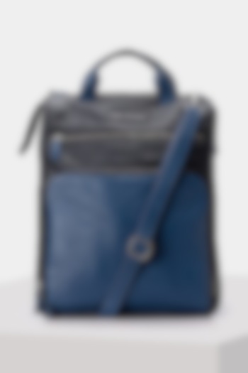 Blue & Black Handcrafted Backpack by Tiger Marron