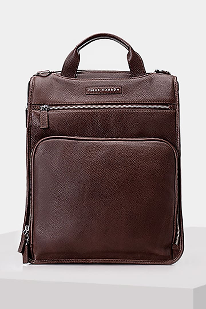 Brown Handcrafted Jamba Leather Backpack by Tiger Marron