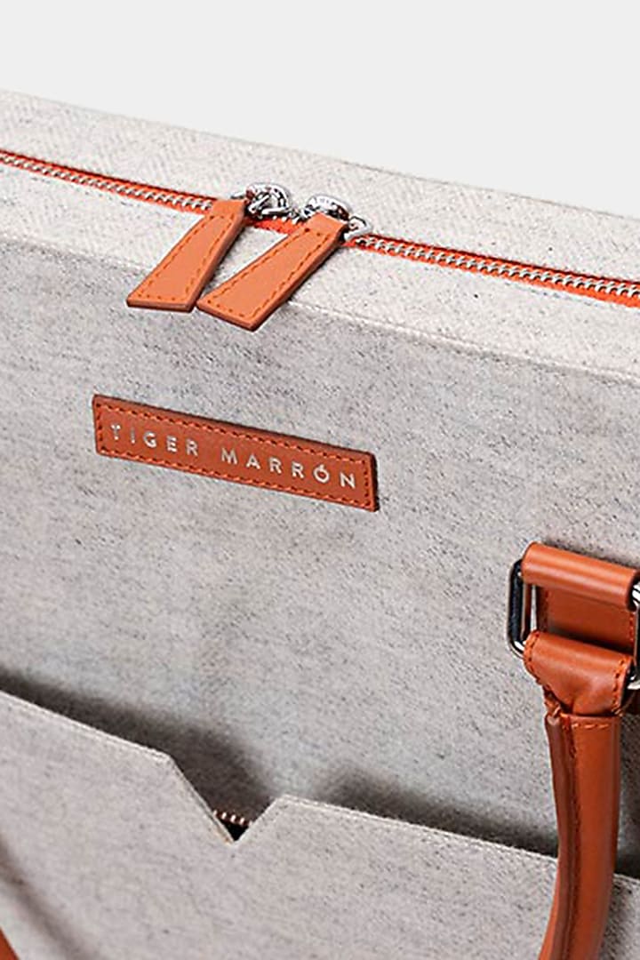 Grey & Orange Handcrafted Laptop Bag by Tiger Marron at Pernia's Pop Up Shop