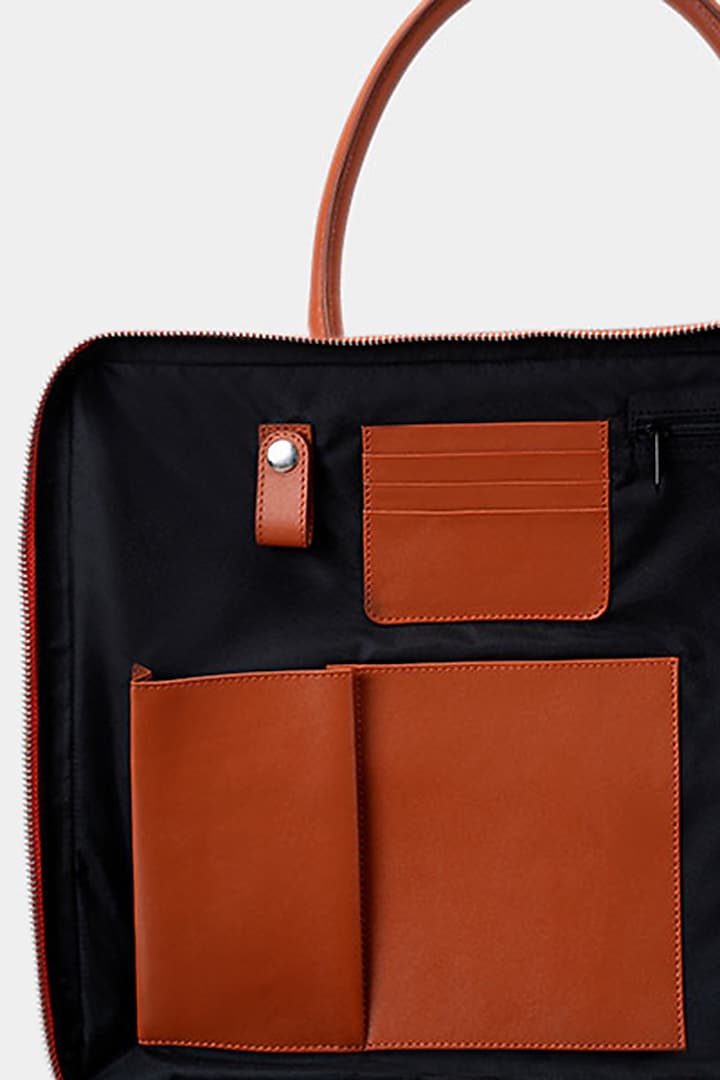 Grey & Orange Handcrafted Laptop Bag by Tiger Marron at Pernia's Pop Up Shop