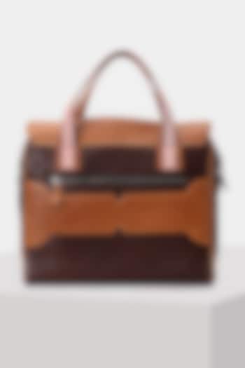 Tan & Brown Handcrafted Laptop Bag by Tiger Marron