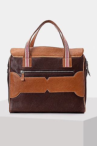 Tan & Brown Handcrafted Laptop Bag by Tiger Marron