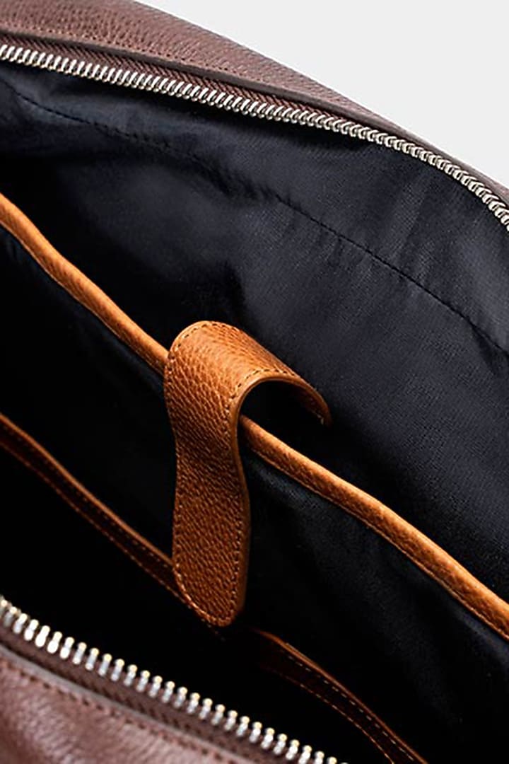 Tan & Brown Handcrafted Laptop Bag by Tiger Marron at Pernia's Pop Up Shop