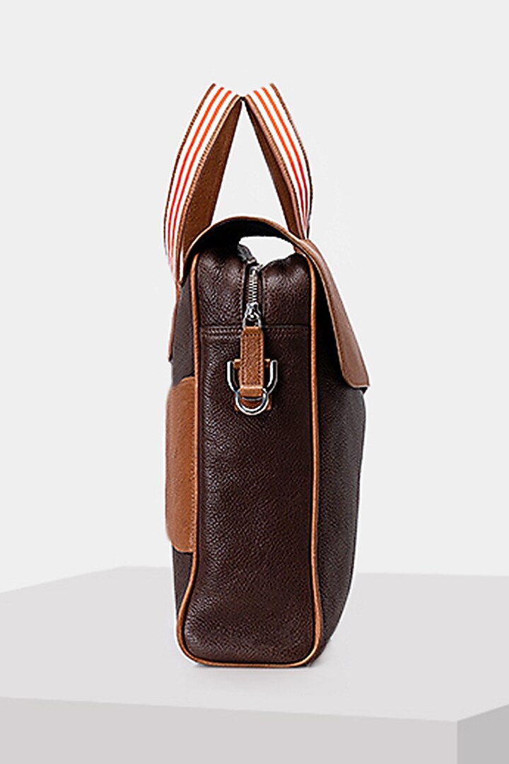Tan & Brown Handcrafted Laptop Bag by Tiger Marron at Pernia's Pop Up Shop