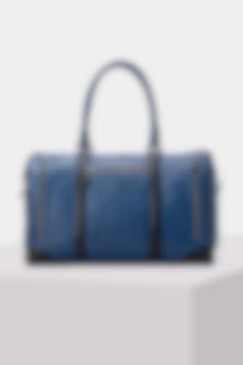 Blue & Black Handcrafted Duffle Bag by Tiger Marron