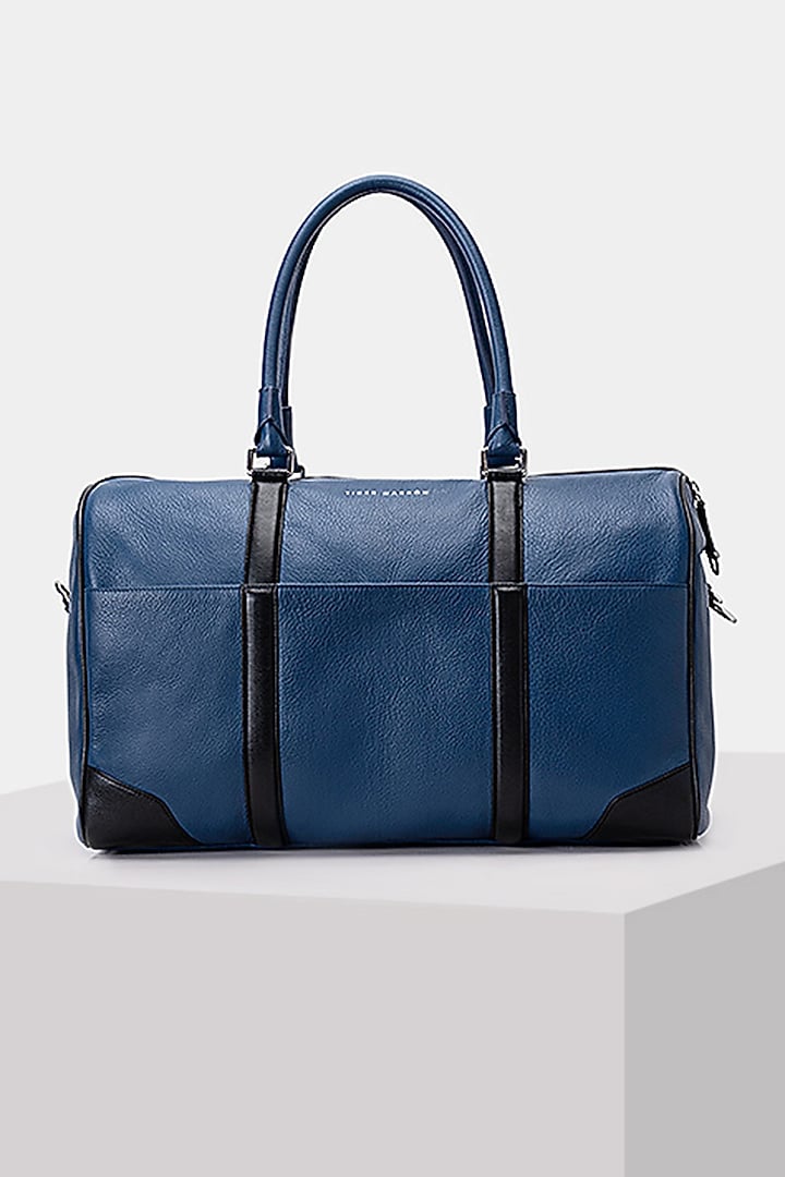 Blue & Black Handcrafted Duffle Bag by Tiger Marron at Pernia's Pop Up Shop