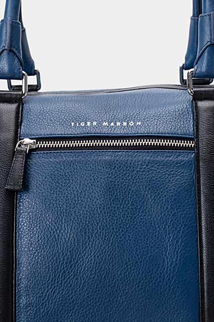 Blue & Black Handcrafted Duffle Bag by Tiger Marron at Pernia's Pop Up Shop
