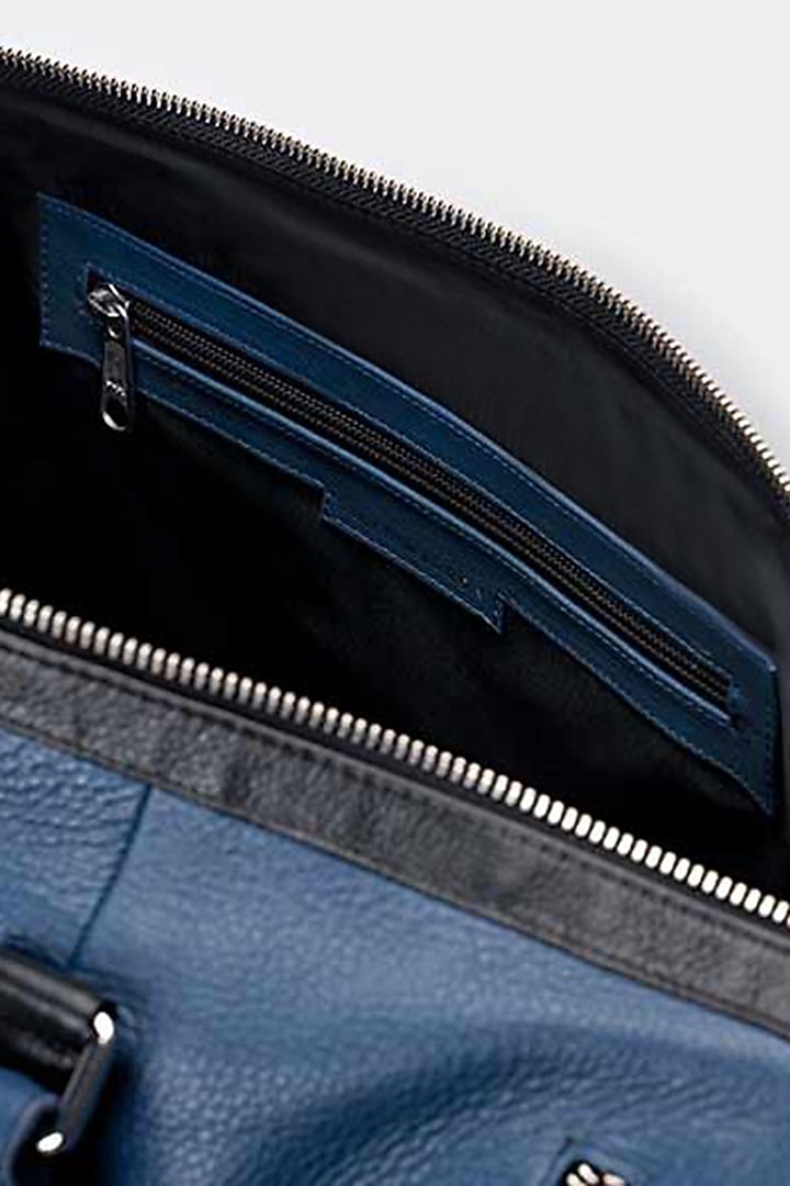 Blue & Black Handcrafted Duffle Bag by Tiger Marron at Pernia's Pop Up Shop
