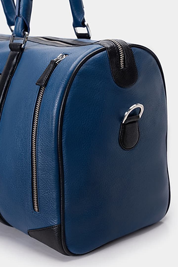 Blue & Black Handcrafted Duffle Bag by Tiger Marron at Pernia's Pop Up Shop