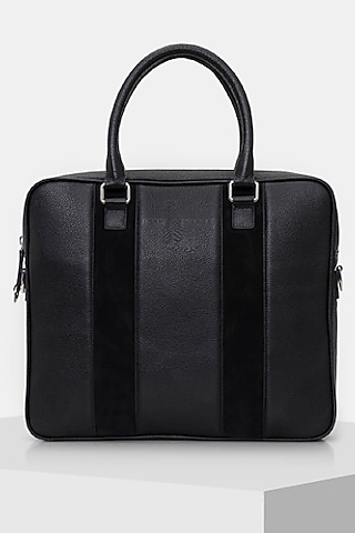 Black Handcrafted Laptop Bag by Tiger Marron