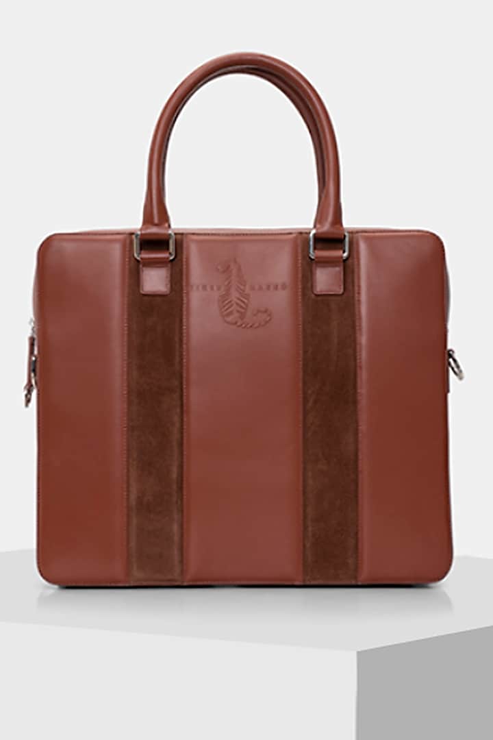 Clay Brown Handcrafted Laptop Bag by Tiger Marron