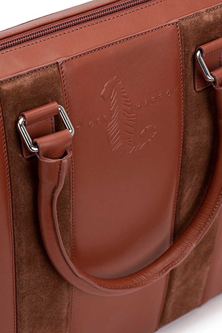 Clay Brown Handcrafted Laptop Bag by Tiger Marron at Pernia's Pop Up Shop