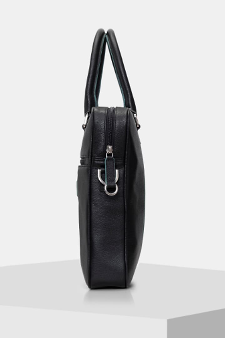 Black & Green Handcrafted Laptop Bag by Tiger Marron at Pernia's Pop Up Shop
