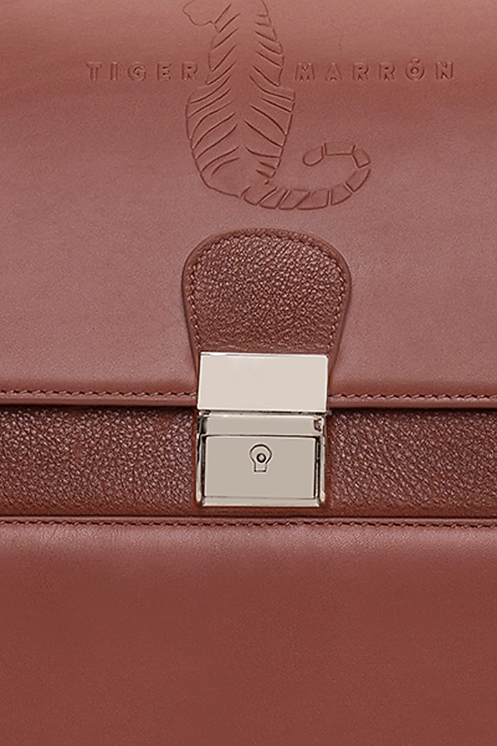 Brown Handcrafted Briefcase by Tiger Marron at Pernia's Pop Up Shop