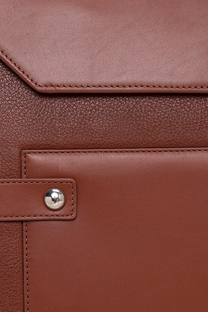 Brown Handcrafted Briefcase by Tiger Marron at Pernia's Pop Up Shop