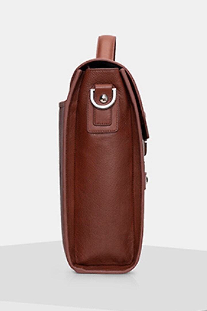 Brown Handcrafted Briefcase by Tiger Marron at Pernia's Pop Up Shop