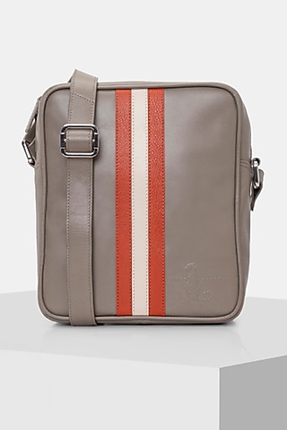 Grey Handcrafted Crossbody Bag by Tiger Marron