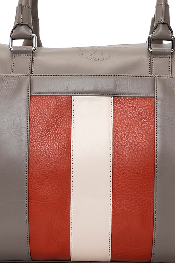 Grey Handcrafted Duffle Bag by Tiger Marron at Pernia's Pop Up Shop