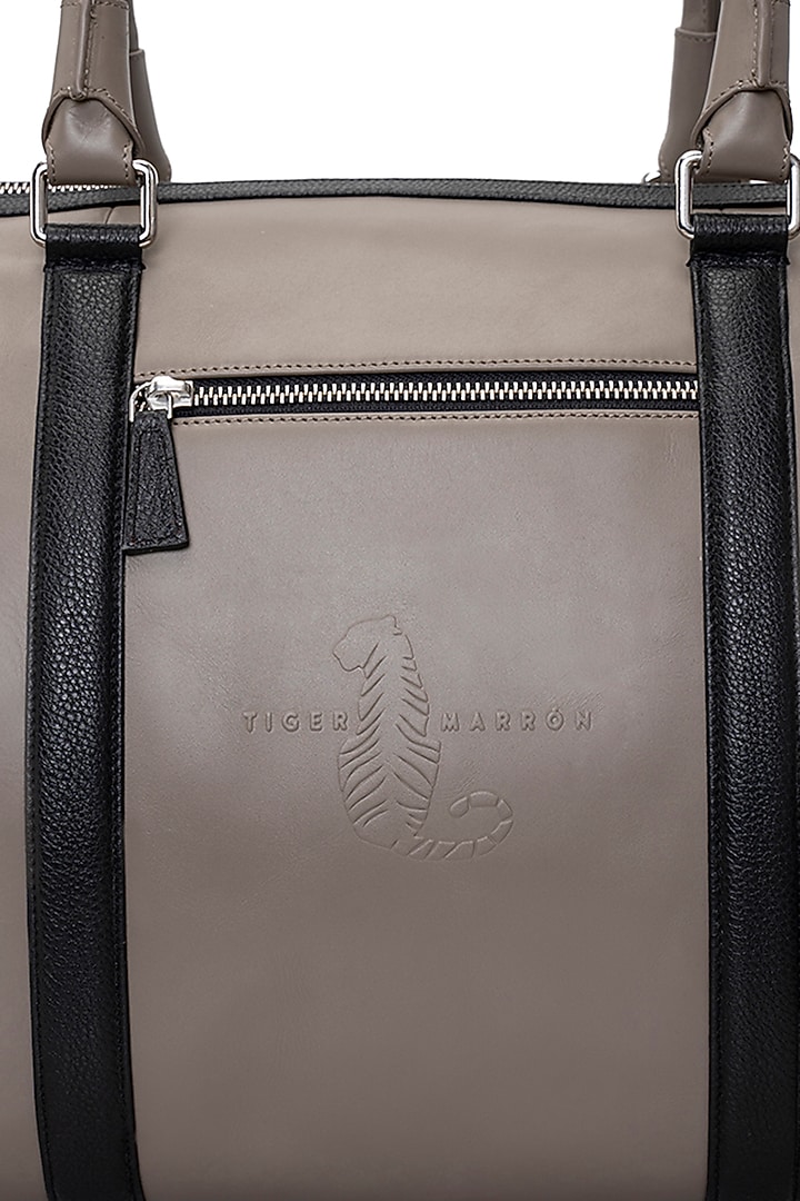 Grey & Black Handcrafted Duffle Bag by Tiger Marron at Pernia's Pop Up Shop