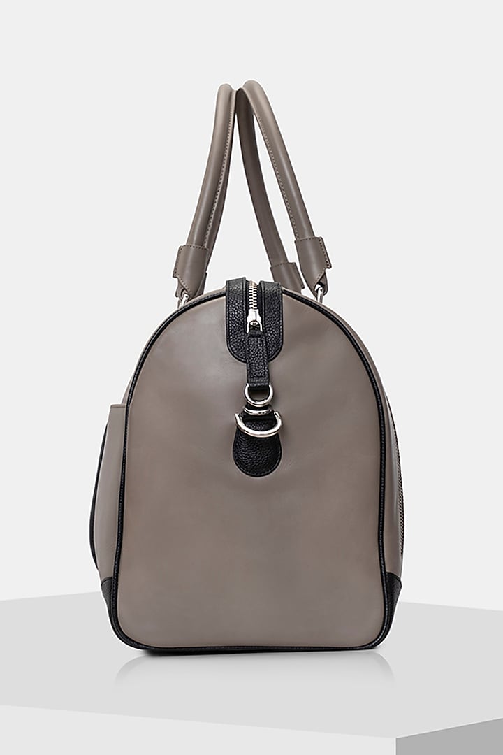 Grey & Black Handcrafted Duffle Bag by Tiger Marron at Pernia's Pop Up Shop