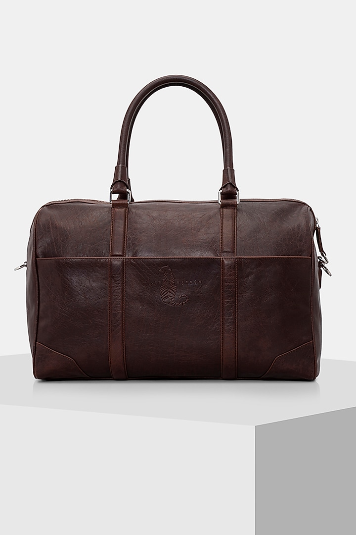 Brown Handcrafted Duffle Bag by Tiger Marron at Pernia's Pop Up Shop