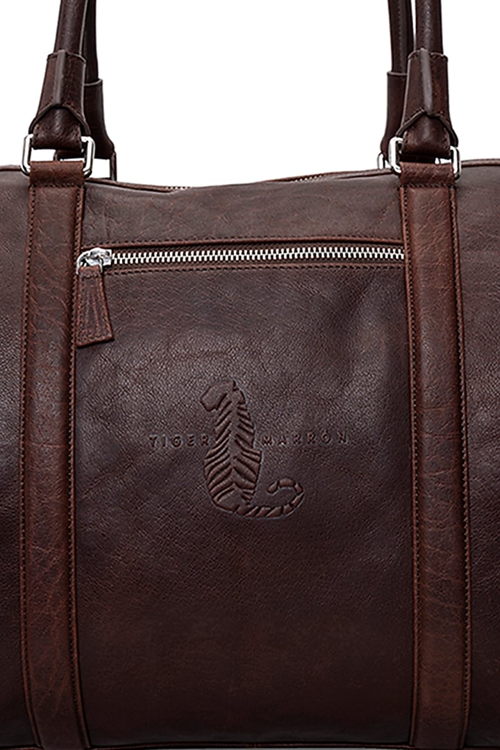Brown Handcrafted Duffle Bag by Tiger Marron at Pernia's Pop Up Shop