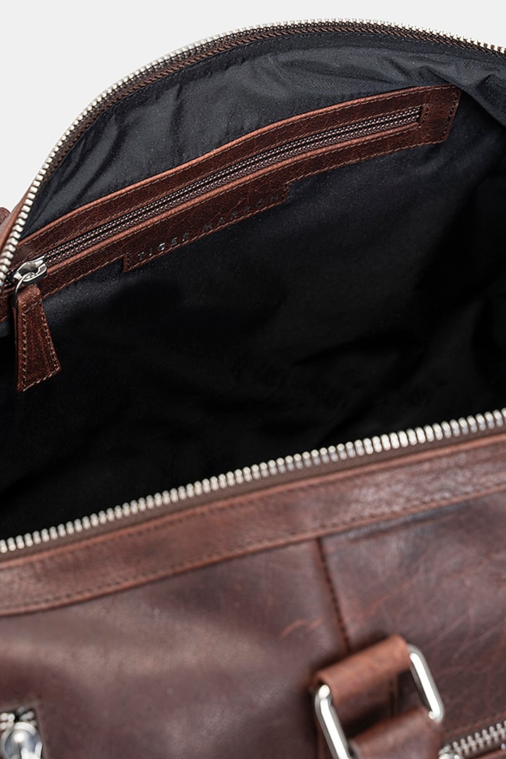 Brown Handcrafted Duffle Bag by Tiger Marron at Pernia's Pop Up Shop