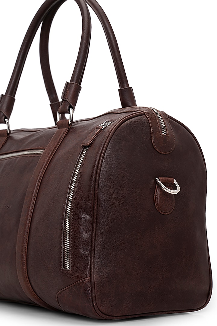 Brown Handcrafted Duffle Bag by Tiger Marron at Pernia's Pop Up Shop