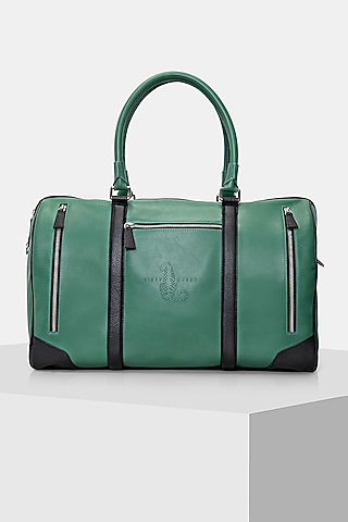 Green & Black Handcrafted Duffle Bag by Tiger Marron
