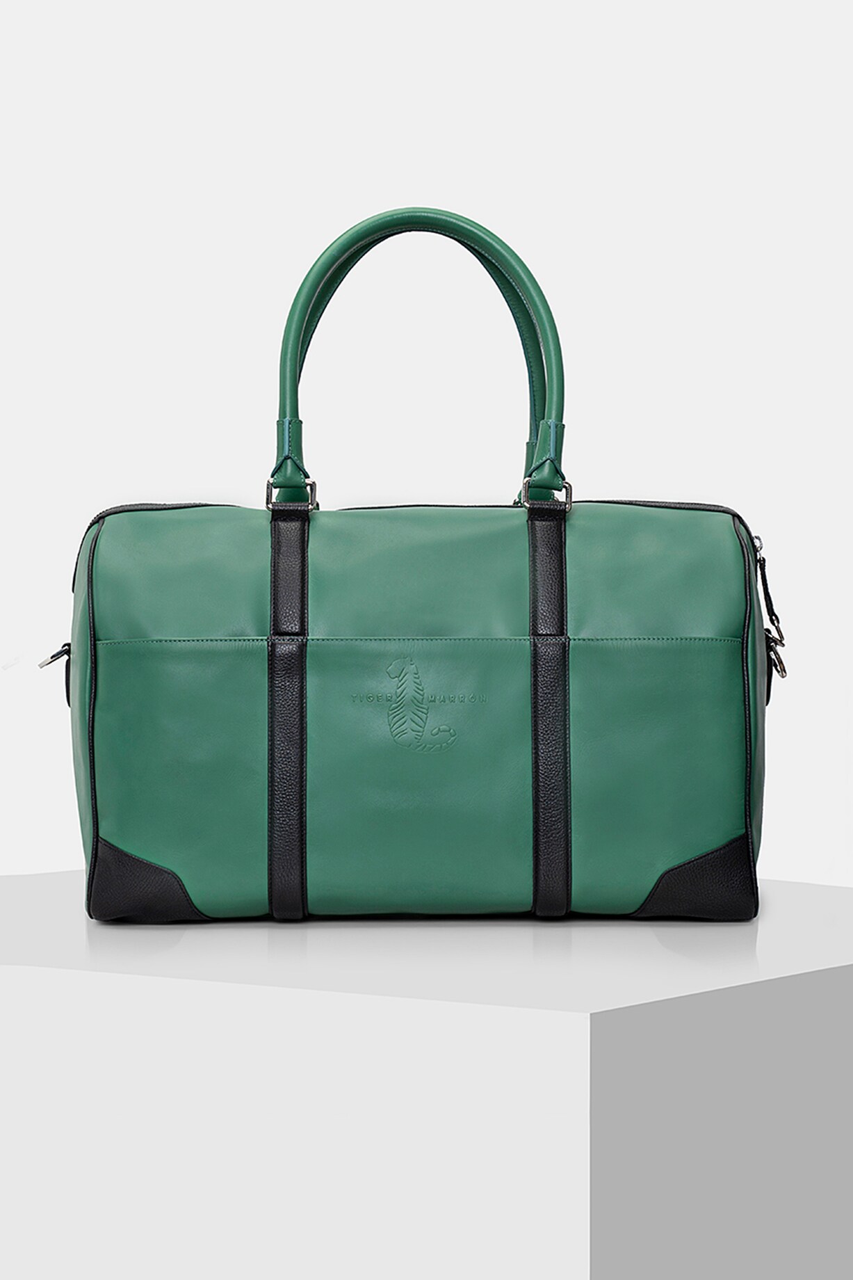 Green & Black Handcrafted Duffle Bag by Tiger Marron