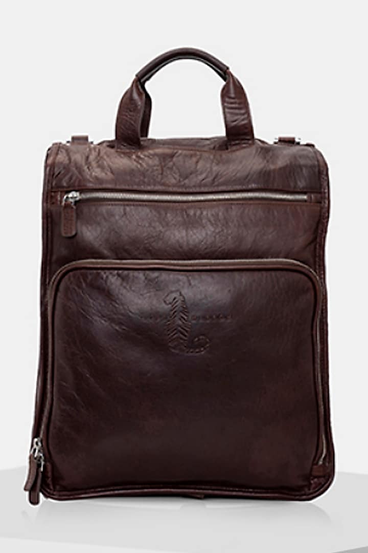 Brown Handcrafted Backpack by Tiger Marron