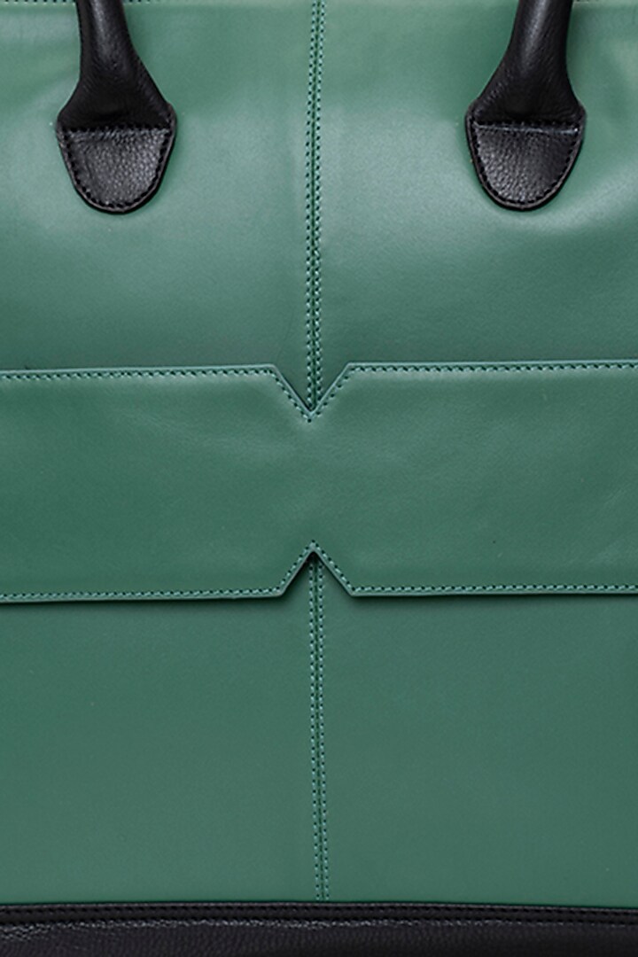 Green & Black Handcrafted Laptop Bag by Tiger Marron at Pernia's Pop Up Shop